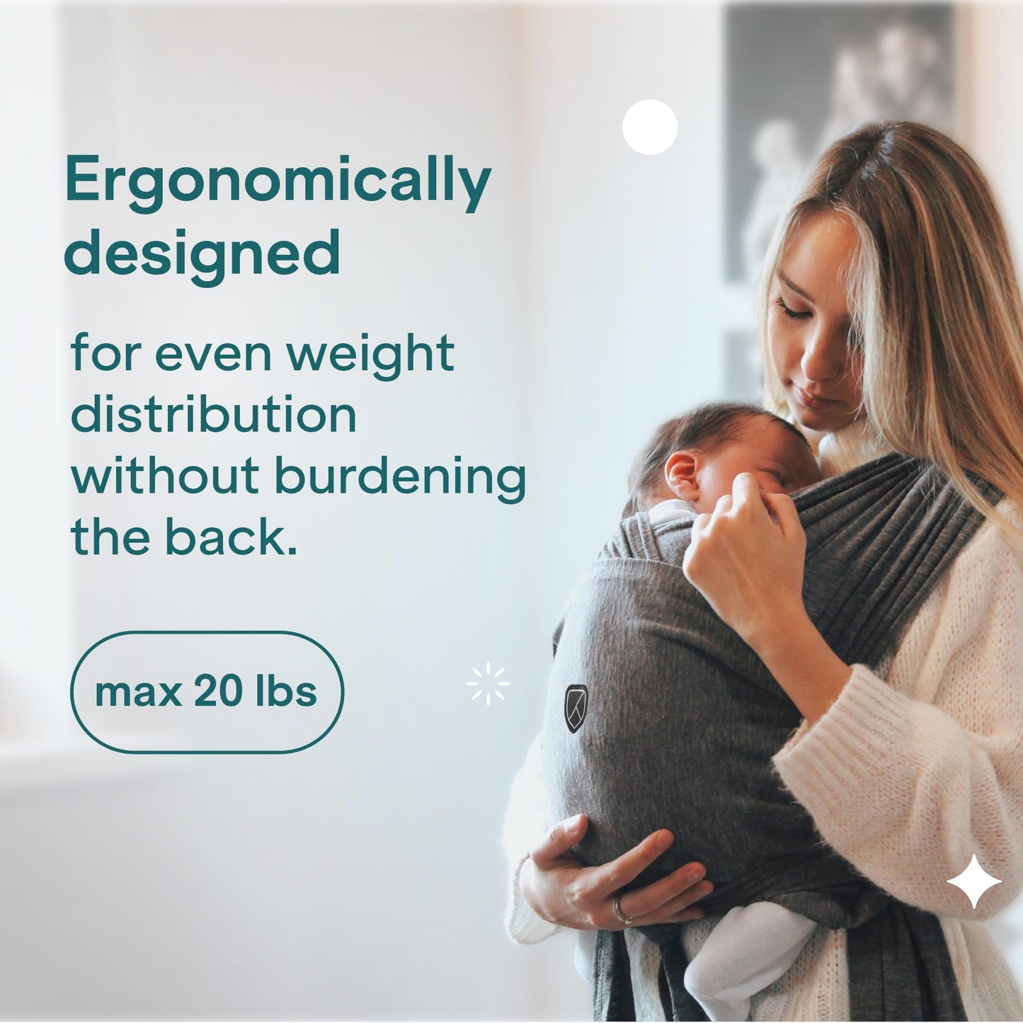 Koala Babycare Baby Sling Easy to Wear - Certified Ergonomic Support - Multi-Purpose Stretchy Baby Carrier Suitable up to 9 kg - Baby Wrap Carrier for Newborn - Anthracite - Registered Design