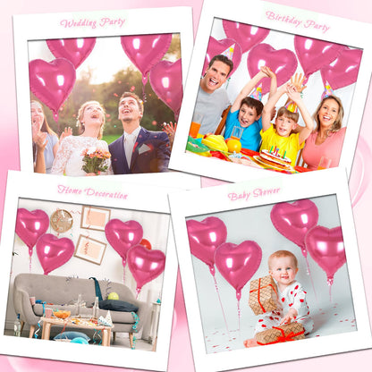 12 Pcs Red Heart Balloons,18 Inch Heart Foil Balloons Love Balloon Valentine Balloon for Birthday Party Wedding Engagement Party Baby Shower Valentine Day Decorations (red)
