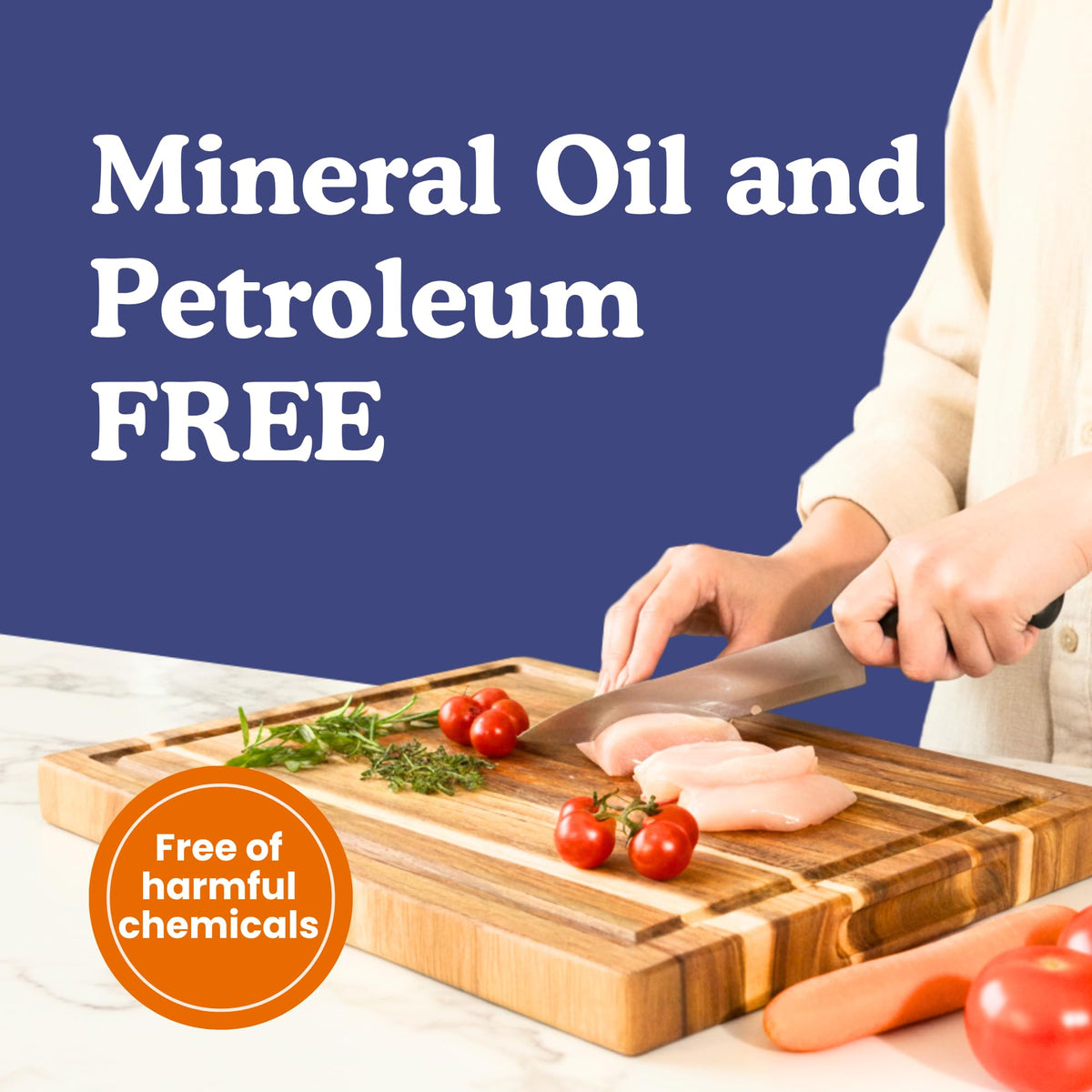 Non-Toxic Acacia Wood Cutting Board, Mineral Oil & Plastic Free, 16x11 in
