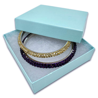 TheDisplayGuys - 25-Pack #33 Cotton Filled Cardboard Paper Jewelry Boxes Gift Case - Pearl Teal (3.5" x 3.5" x 1.0") - for Shipping or Storage