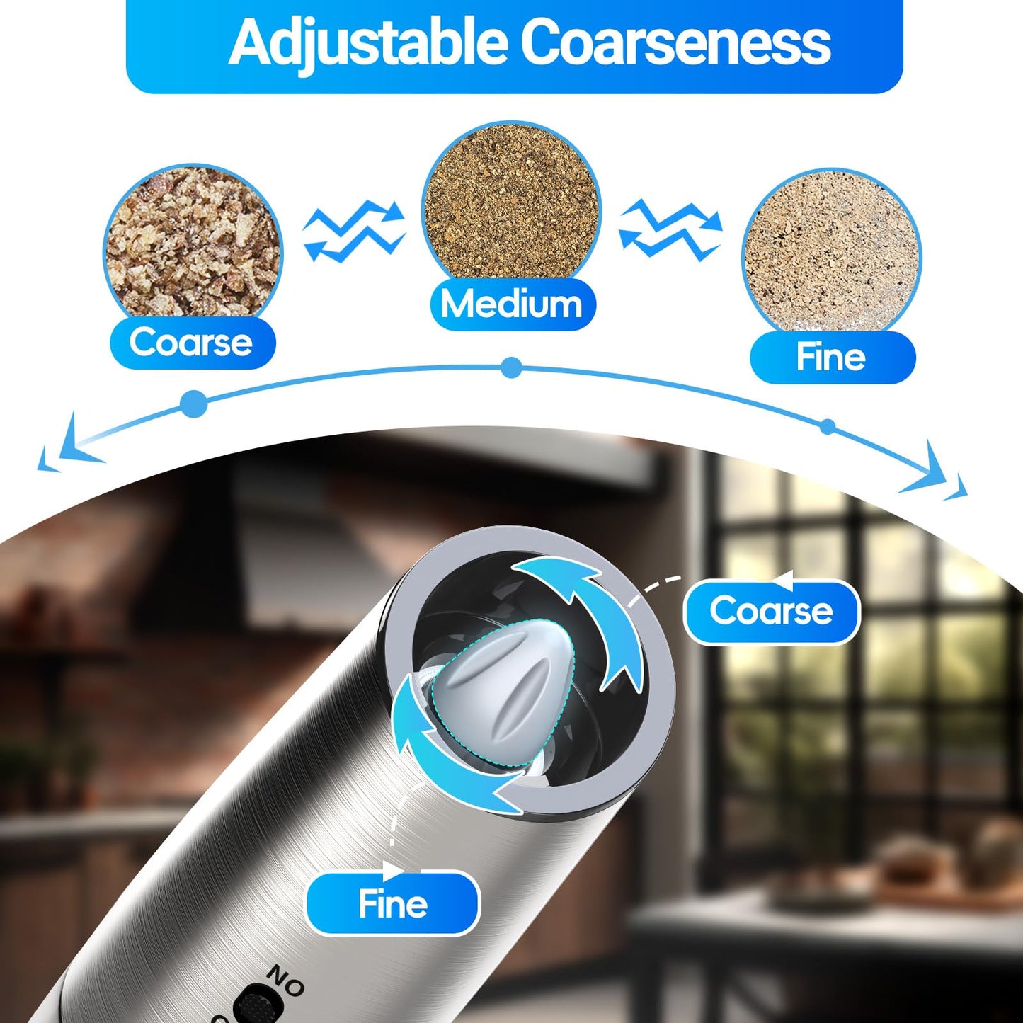 MealHelper Rechargeable Gravity Electric Salt and Pepper Grinder Set with LED Light, Type-C Fast Charging, Adjustable Coarseness, Large Capacity Grinder for Kitchen & Outdoor, (2 Pack-Stainless Steel)