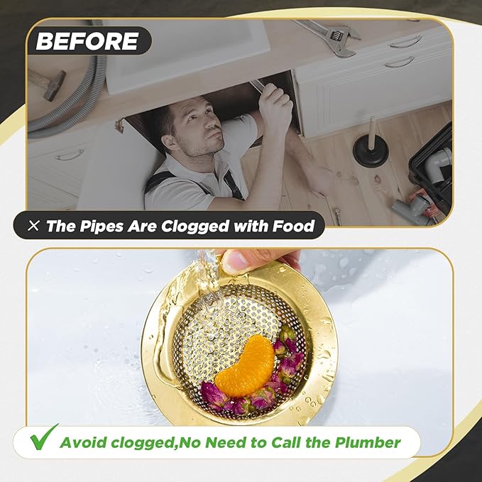 Mudder 3 Pcs Kitchen Sink Drain Strainer and Stopper Stainless Steel Garbage