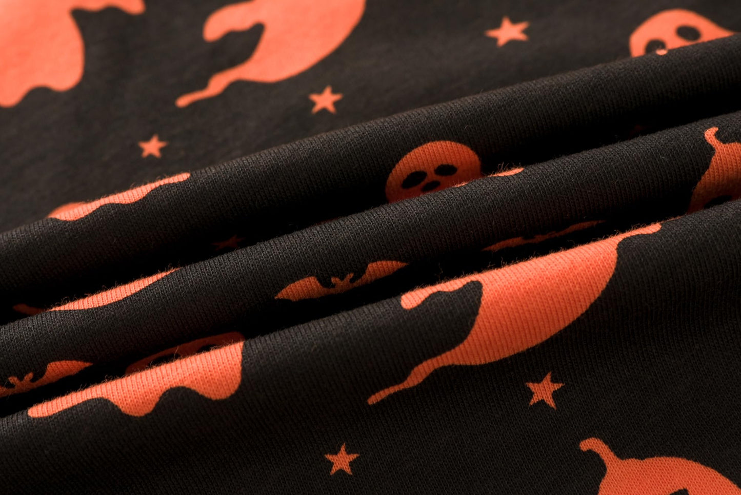 UNICABBIT21 Pajamas for Girls Cute Orange and Black Ghosts Halloween Pants and Short Sleeve Tee Big Kids Sleepwear Set Size 12