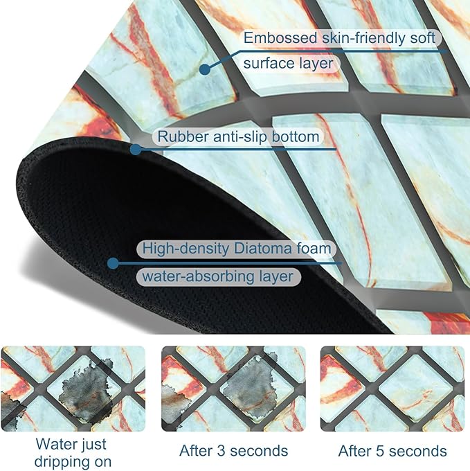 Rendering Marble Kitchen Sink Splash Guard Faucet Mat Blue Wall Tiles Super