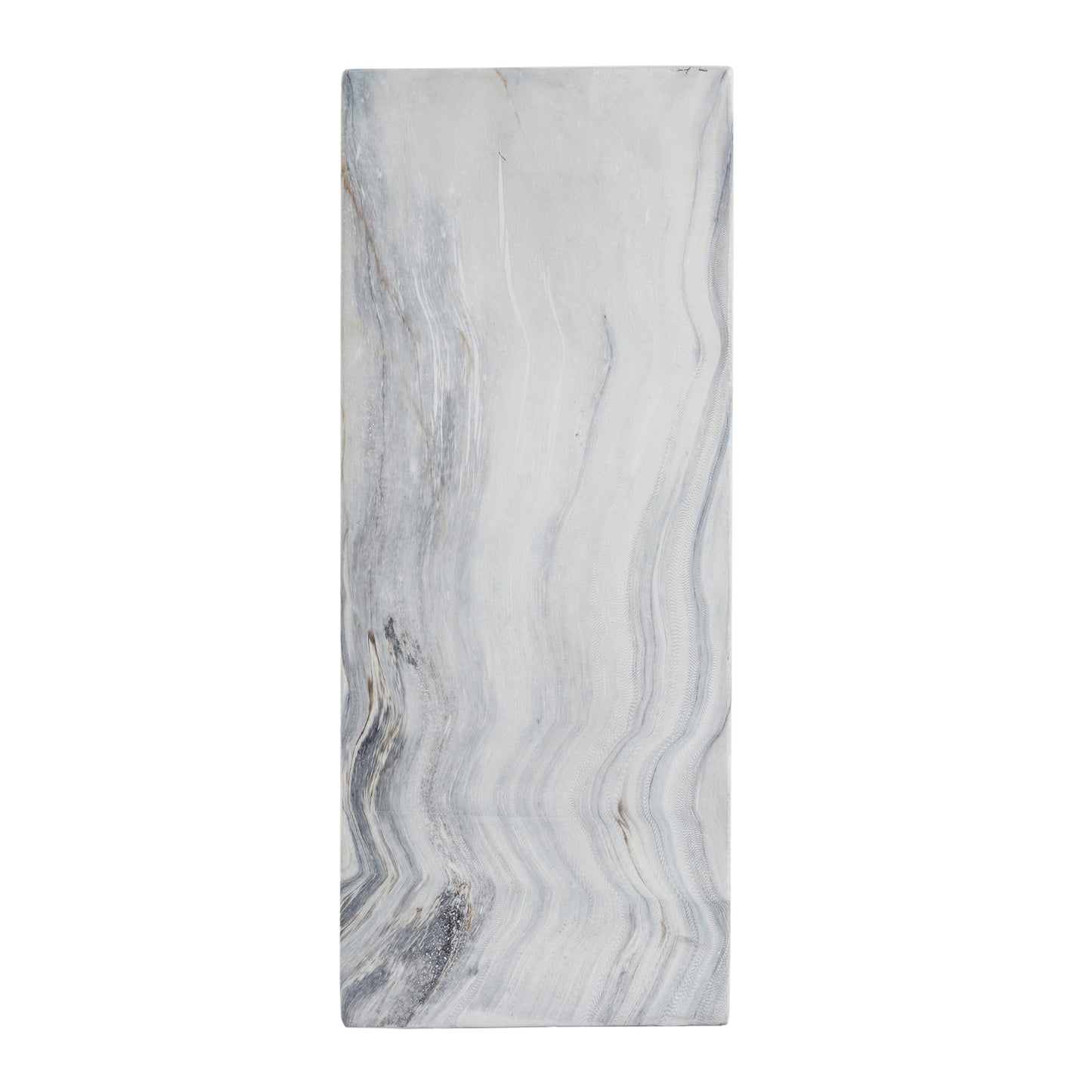 Handcrafted Marble Effect Pedestal, 30.3" Tall, Indoor & Outdoor Display Stand, Square Base, Heavy-Duty 100 lbs Capacity, Unique Grey-Blue Veining, Plant Stand, Sculpture Plinth, Side Table Accent