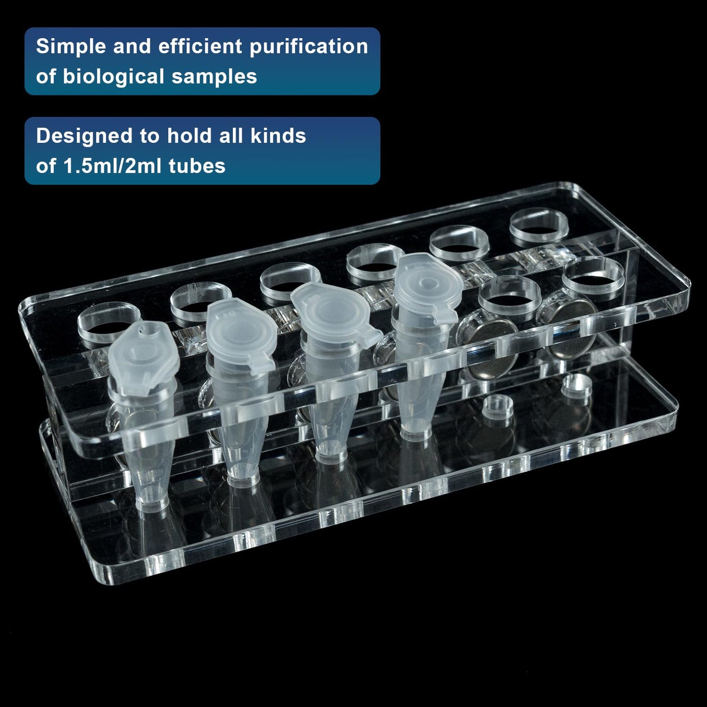 VISOSCI Compact Magnetic Separation Racks for Preliminary Magnetic Beads Purification, for for 1.5ml/2ml centrifuge Tubes, 12-Wells