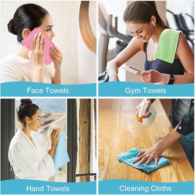 Orighty Washcloths, 20 Pack Microfiber Face Towels, Highly Absorbent and Soft