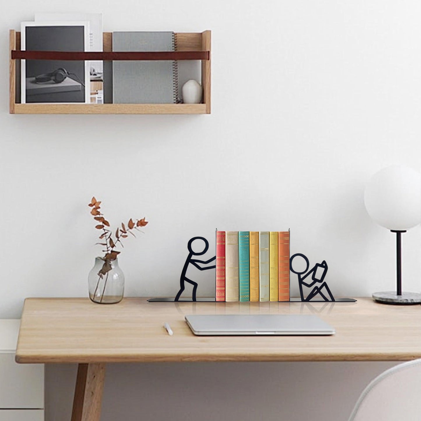 Bookends Decorative Metal Unique Office Desk Bookends Cute Book Ends Reading Decor Bookshelf Decor for Office School Library Bedroom, Book Lovers Gift