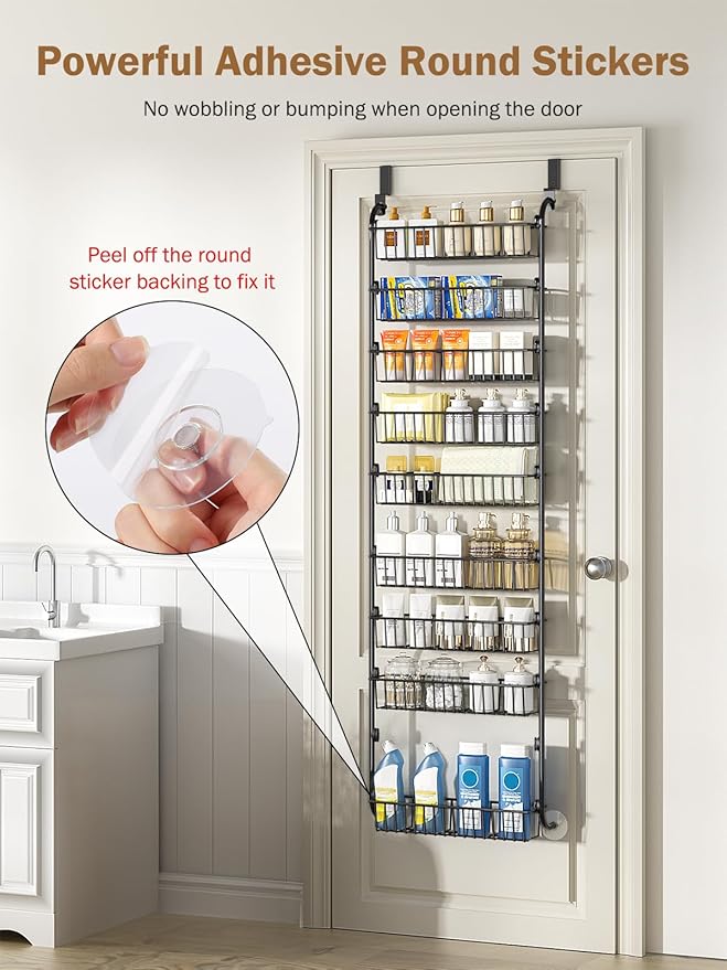 Delamu Over The Door Pantry Organizer, 9-Tier Pantry Door Organizers and Storage