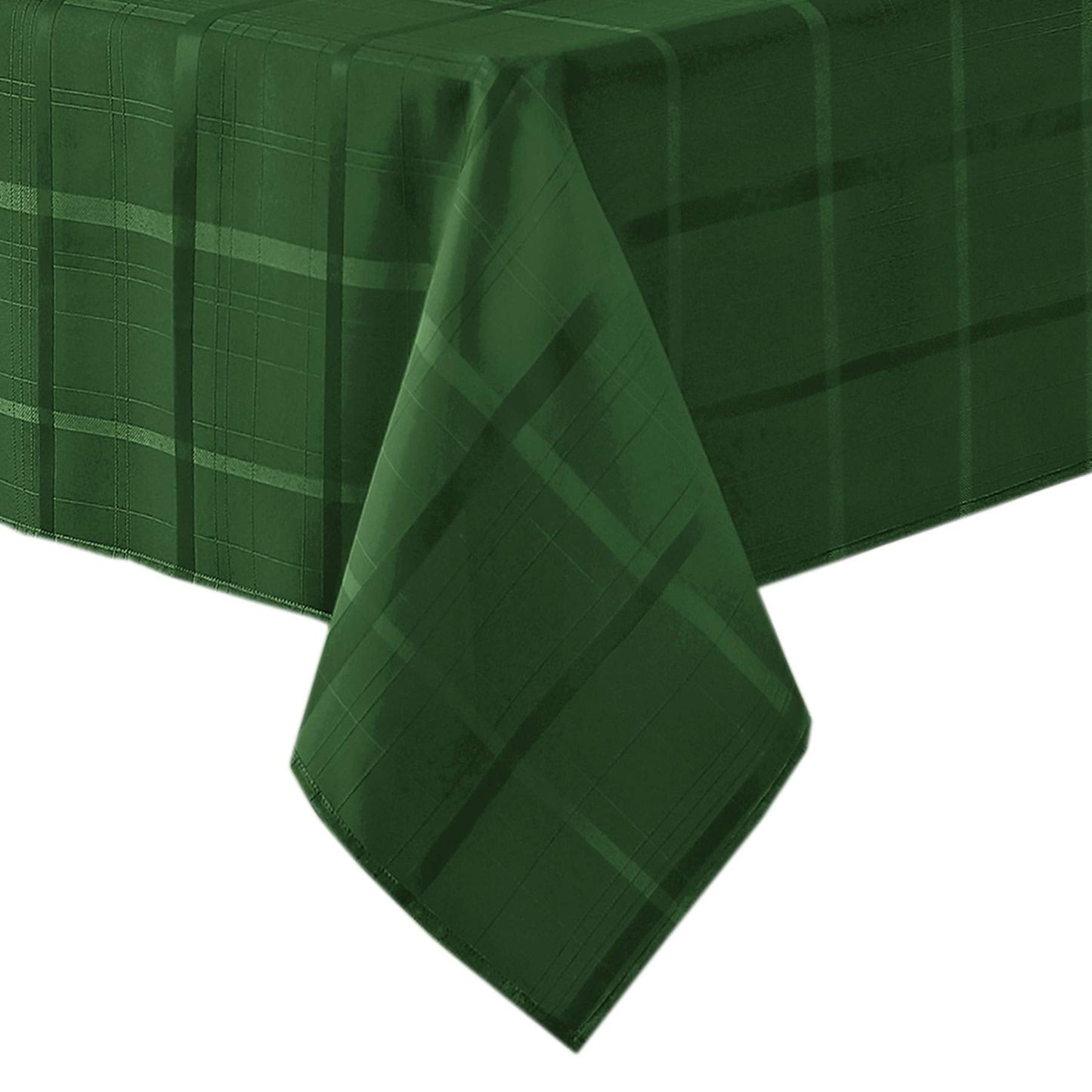 Newbridge Christmas Elegance Plaid 60 x 120 Inch Rectangle Fabric Tablecloth, 100% Polyester, No Iron Soil Resistant Dining Room, Party and Banquet Table Cover, Solid Textured, Hunter Green