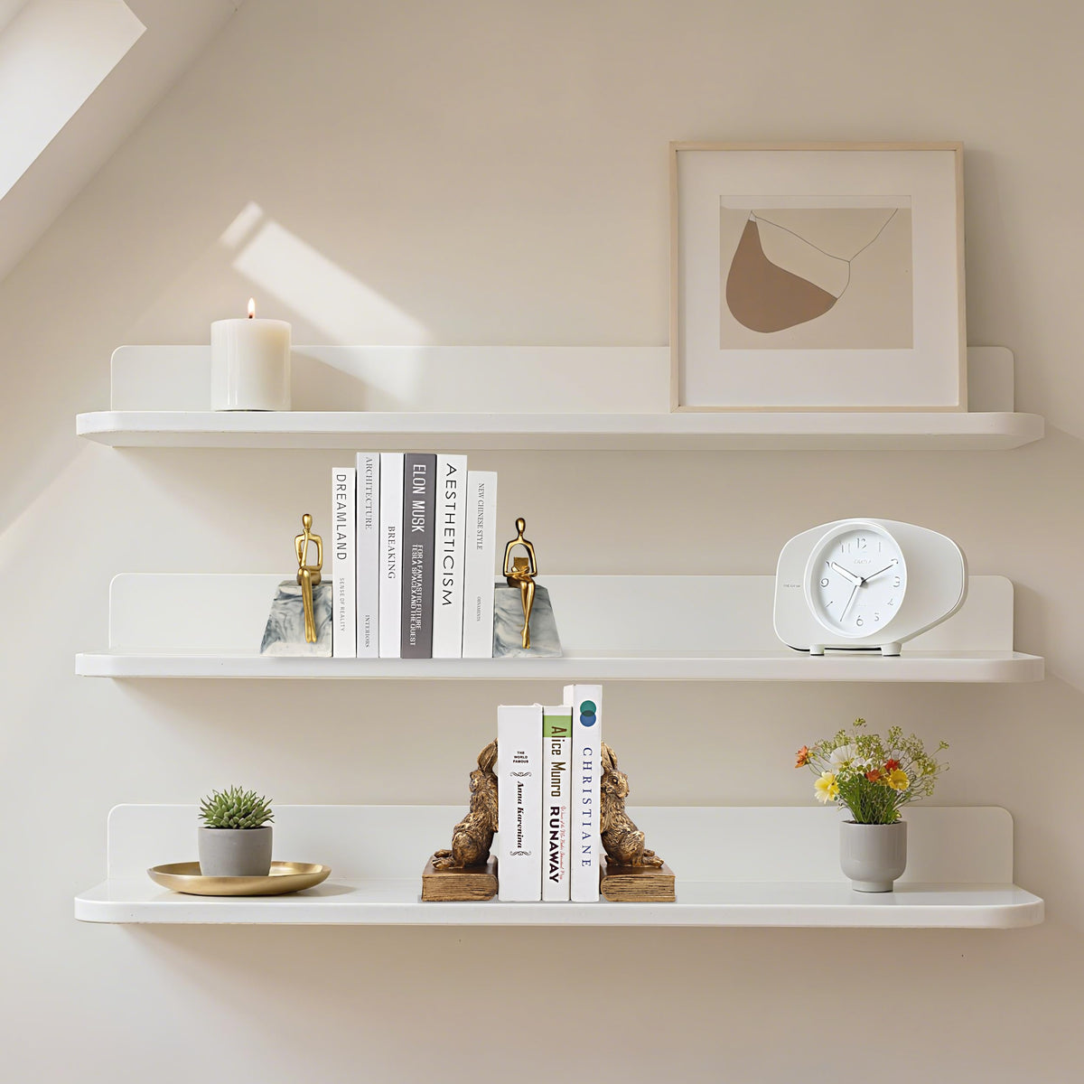 Book Ends for Shelves to Hold Books,Heavy Duty Thinker Abstract Statue Decorative Bookends for Home Office Bookshelf, Gift for Book Lovers,1 Pair