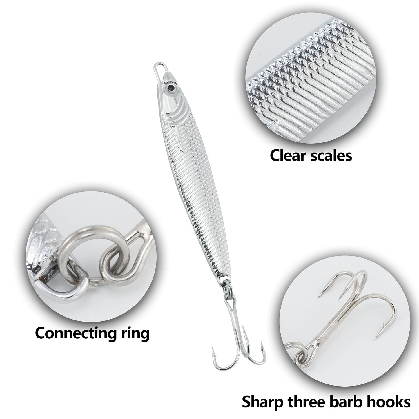 Dr.Fish Fishing Jigs Jigging Spoon Saltwater Fishing Lure Casting Metal Spoon Surf Fishing Mackerel Striper Lures Stinger Bluefish Vertical Diamond Jig Mixed 1oz