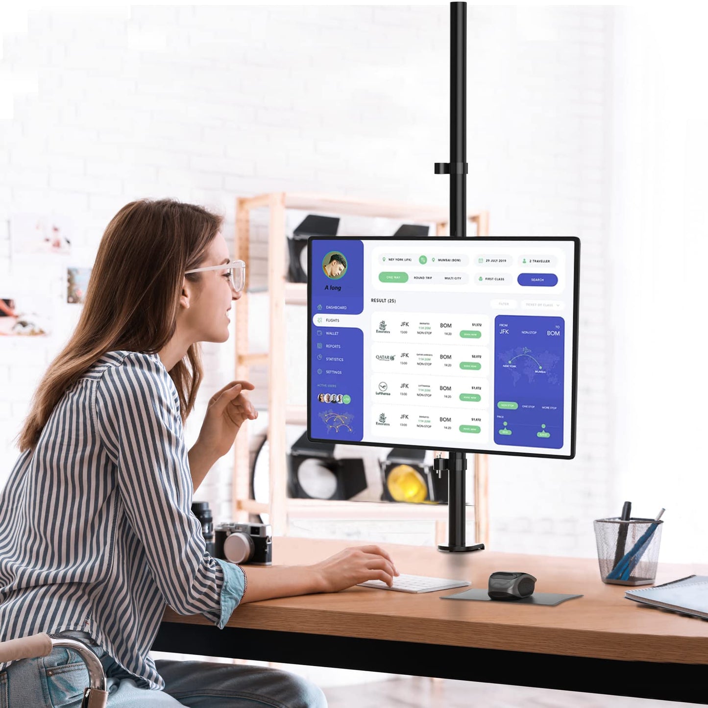 WALI Monitor Arm Mount for Desk, Single Extra Tall Computer Desk Mount, Monitor Bracket Mount Stand Single, up to 32 inch, 22 lbs (M001XL), Black
