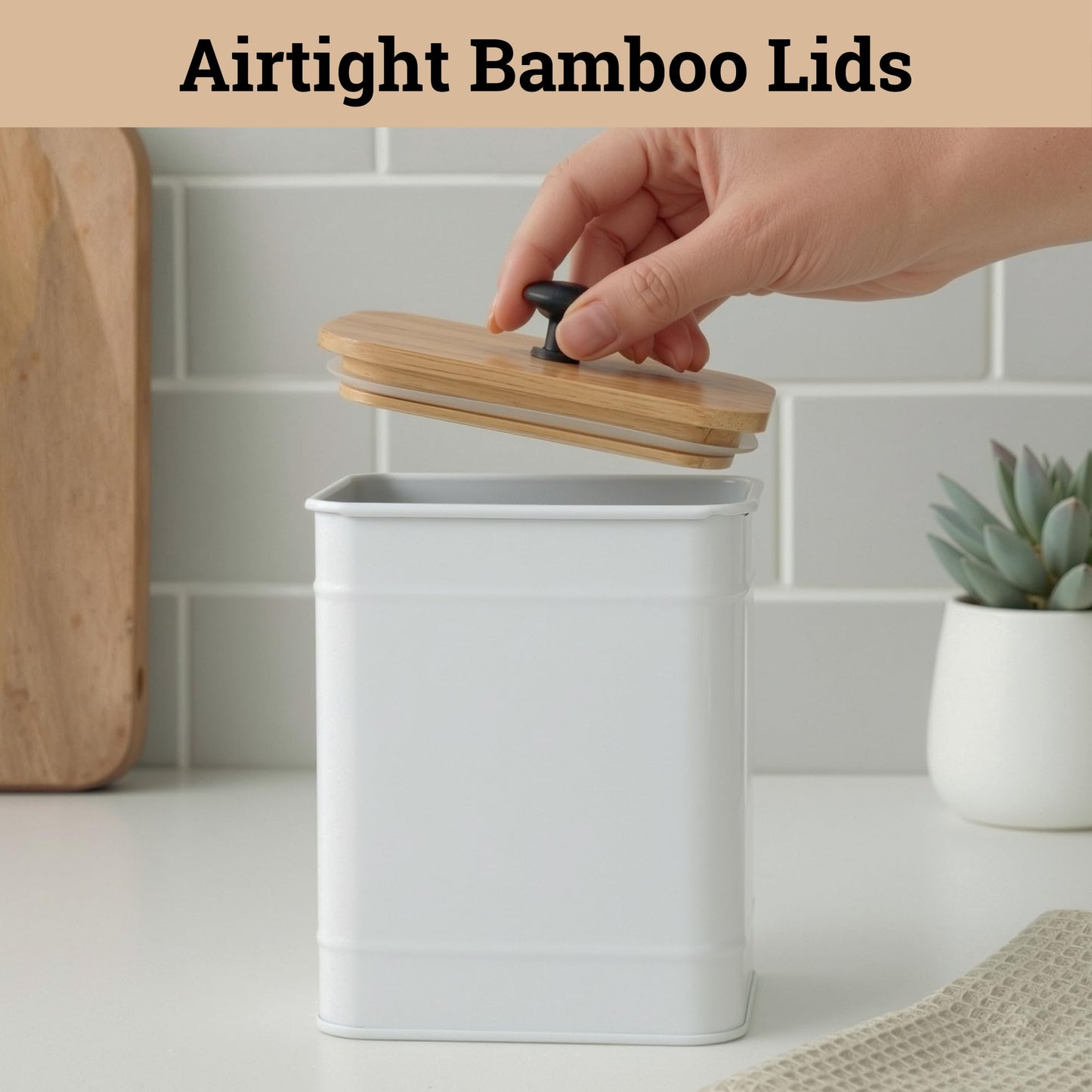 Kitchen Canisters for Countertop Set of 4 with Customizable Chalkboard Labels & Marker Pen - Big Iron Kitchen Canisters with Airtight Lids - Canisters Sets for the Kitchen - White Kitchen Canister Set