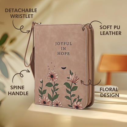 Bible Cover Case, Portable, Leather Carrying Case with Handle&Zippered Pocket for Standard Size and Bible Accessories, Small Bible Bag, Ideal Gift for Women Men Lady Girls