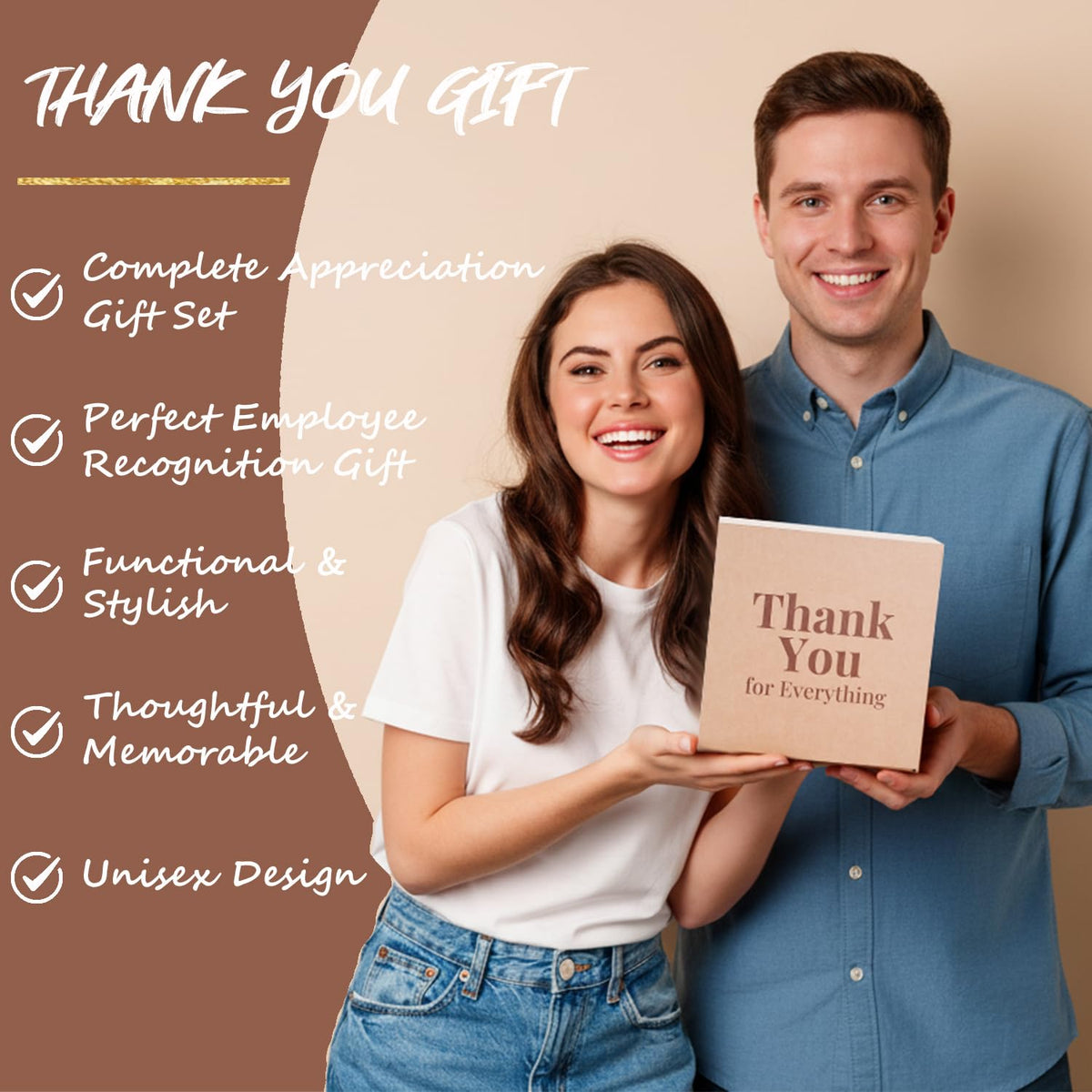 GYLACELU Employee Appreciation Gifts Box Set – Coworker Gift Set Includes Vegan Leather Notebook, Insulated Bottle, Desk Sign, Card, Gift Box – Thank You Gifts for Staff, Teachers, Volunteers (IVORY)