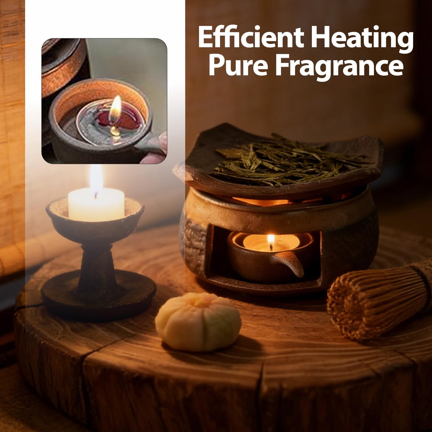 Ceramic Incense Burner Kit, Zen Incense Holder with Candle Clip,Mat & Heat Resistant Brick, Ceramic Aromatherapy,Stove Essential Oil Burner, Suitable for Home and Office Use.