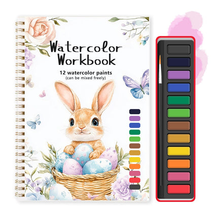 TLM Beginner Watercolor Painting Kit, Multi Theme with 12-Color Palette & 1 Brushes, Premium Bleed-Resistant Paper Art Set, Easy-to-Learn Painting Kit for Creative Exploration & Gifting