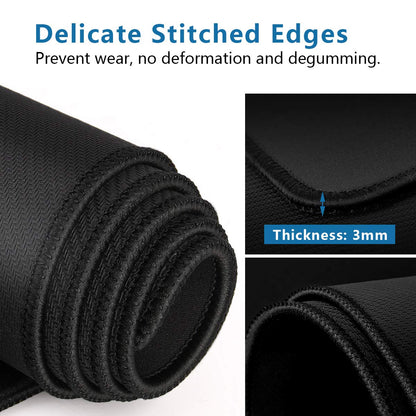 Large Mouse Pad- 31x12 in. XL Mousepad Keyboard Pad with Stitched Edges, Uitra-Smooth Mouse Mat & Non-Slip Rubber Base, Gaming Mouse Pad for Gamer, Office & Home, Black