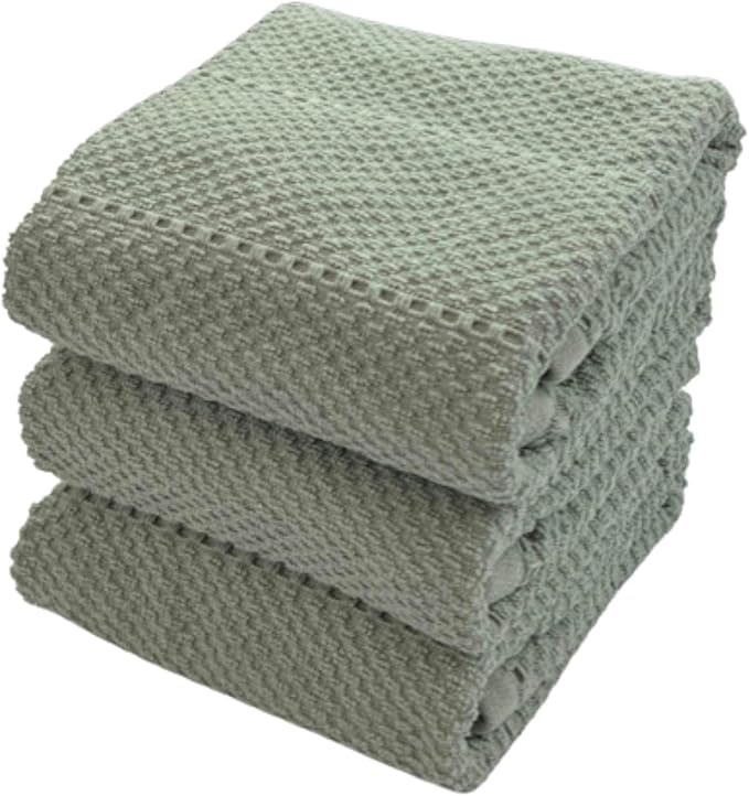 Serafina Home Sage Green Kitchen Dish Towels: 100% Cotton Cloth Soft Cleaning