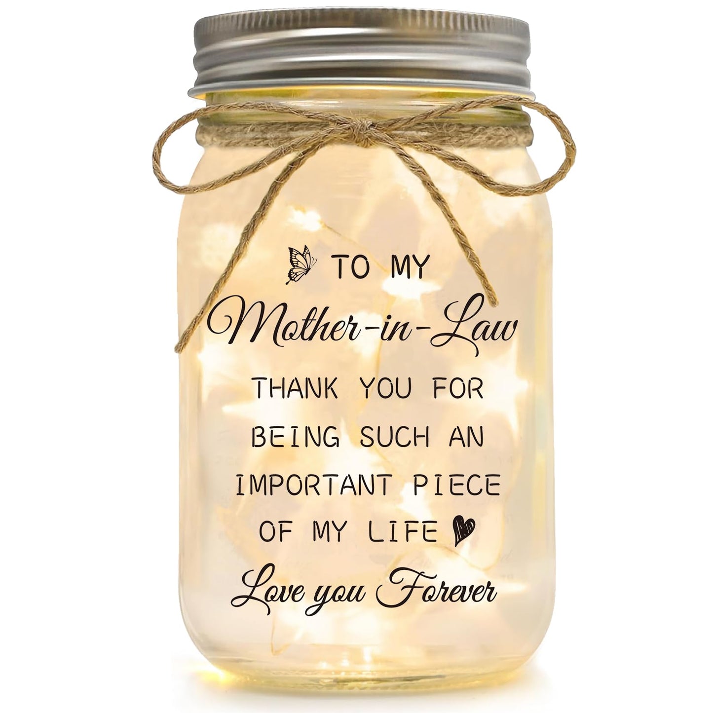 Luckyyds Mother in Law Gift, Mason Jar Night Lights - Best Mothers Day Birthday Christmas Gift for Mother in Law, Mother of The Groom Gifts