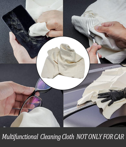 Chamois Leather for Cars 60x40cm Extra Thick Shammy Cloth for Car Drying & Window Cleaning, Natural Soft Leather Towel, Super Absorbent & Reusable for Auto Detailing Interior Exterior