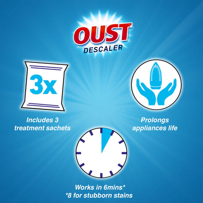 Oust Powerful All Purpose Descaler, Limescale Remover – Ideal for Kettles, Coffee Machines, Irons and Shower Heads, 3 Sachets x 6 (18 Sachets Total)