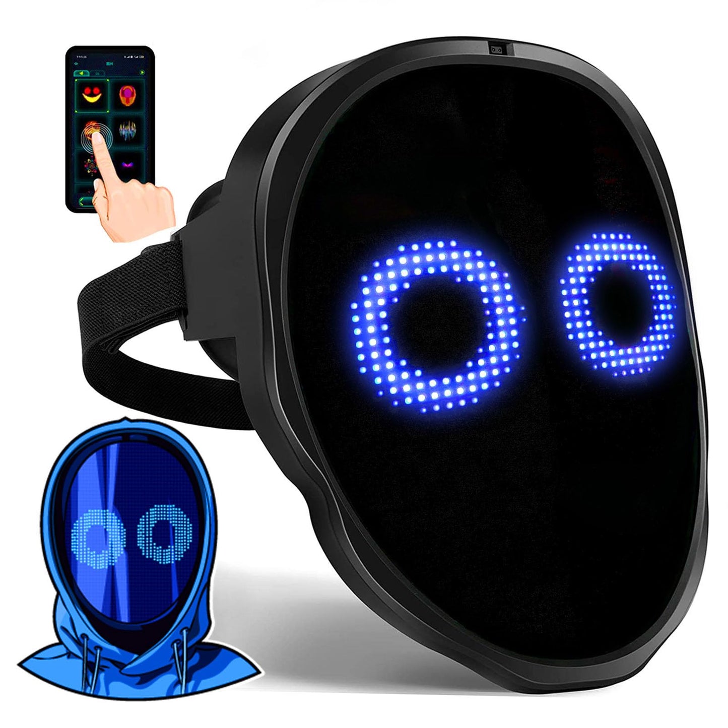 Face Transforming LED Mask with App Controlled - Programmable LED Halloween Mask Digital Luminous Mask for Costume Cosplay