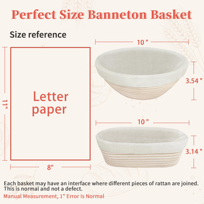 Aliggbent 38Pcs Sourdough Bread Baking Supplies, 10'' Round & Oval Banneton Bread Proofing Baskets with 24 oz Sourdough Starter Jar Kit, Digital Scale, Bags & Bread Making Tools Kit for Artisan Baking
