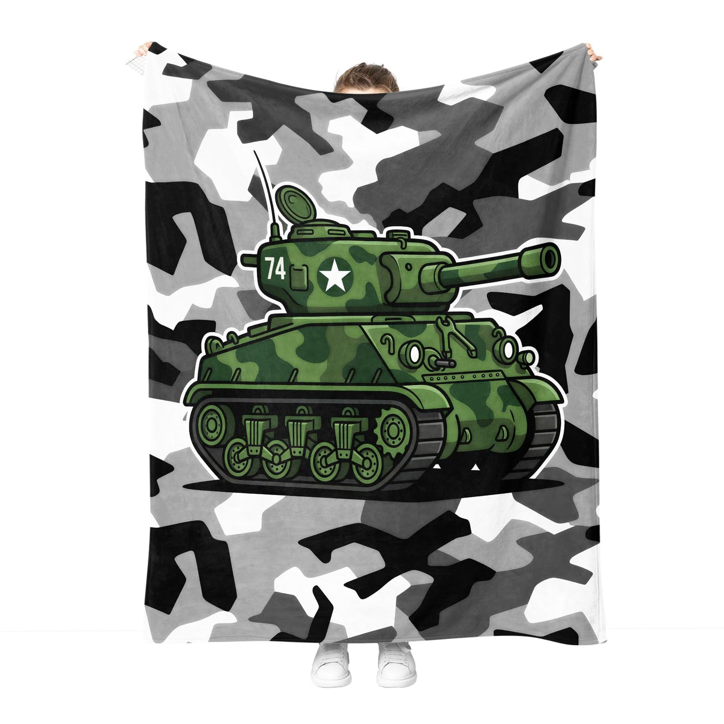 Hohoto Camouflage Tank Throw Blanket, Gifts for Boys Teens Men Veterans, Soft Cozy Blanket for Couch Sofa Bed, Lightweight Warm Decor Throw for Living Room Bedroom, Dorm Travel Nap Blanket, 50"x60"
