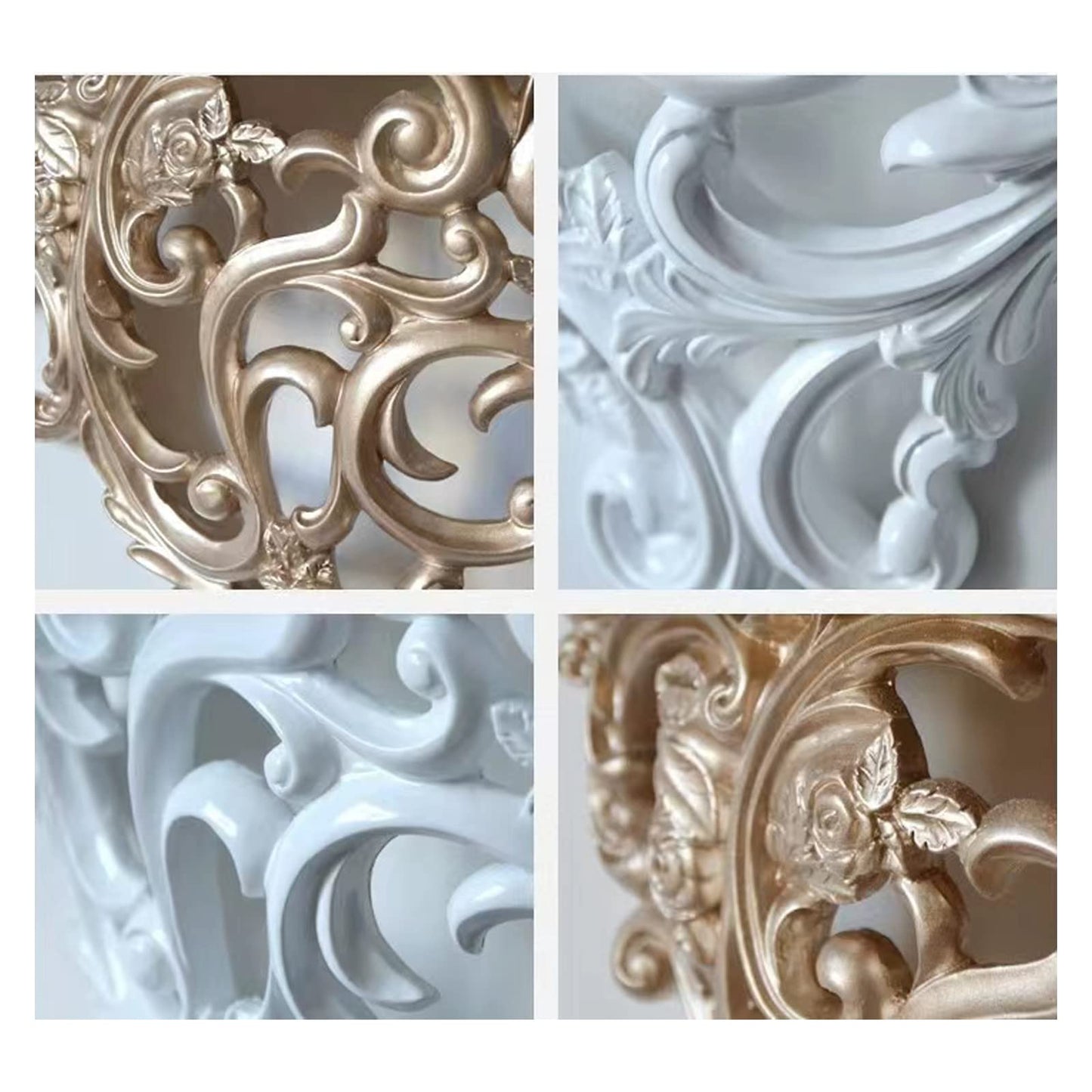 Floating Wall Shelf, Resin Floating Wall Shelf European Hollow Wall Shelf Display Wall Organizer Retro Flower Carving Art Wall Hanging Storage Rack Baroque Style Ornament for Flower Pot Stand