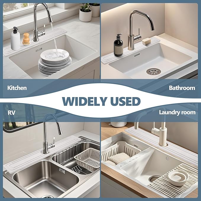 Faucet Mat for Kitchen Sink, Rapidly Absorbing Diatomite Fast Drying Stone