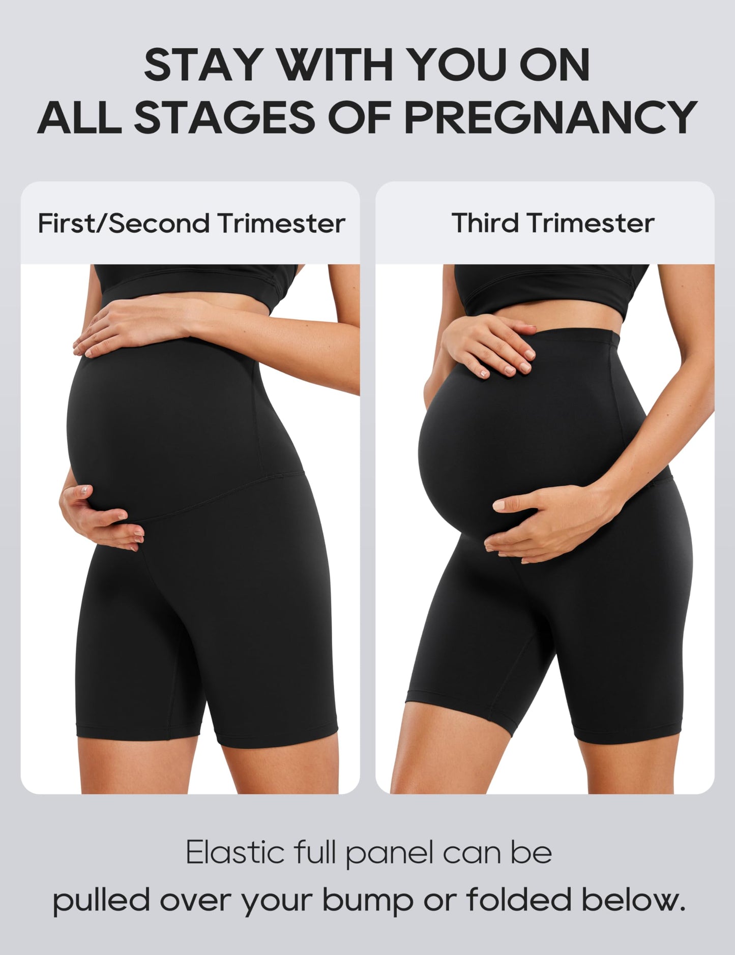 CRZ YOGA Women's Butterluxe 6" Maternity Shorts Over The Belly - Over Bump Yoga Sports Biker Shorts Pregnancy Leggings Black 12