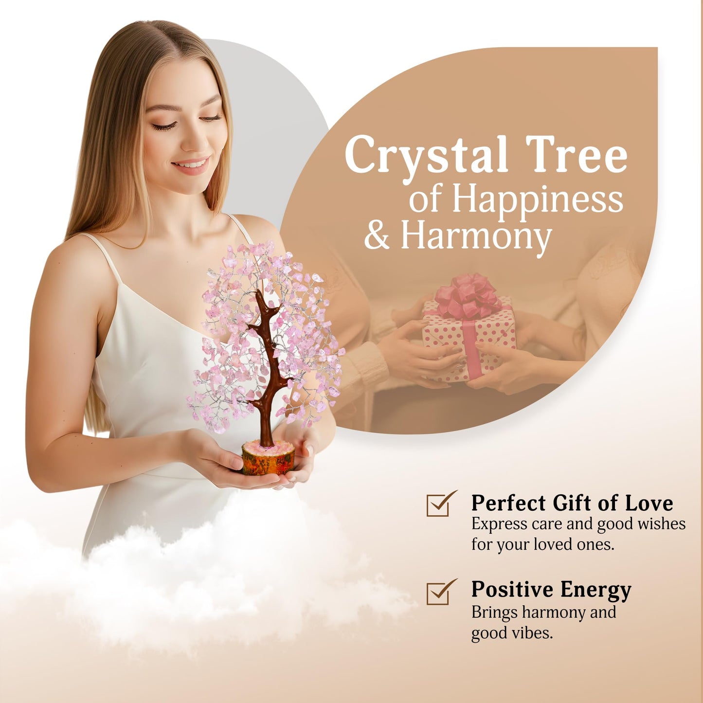 YATSKIA Rose Quartz Tree, Rose Quarts Crystal, Stone Crystal Money Tree - Feng Shui Decor - Spiritual Gift, Home Office Decor - 10-12 Inch Approx