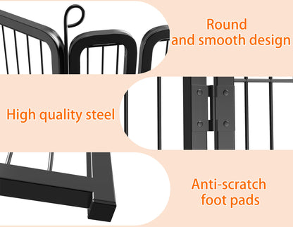 HOMIDEC Dog Pen, 8 Panel Puppy Pen with Door, High 80cm Indoor/Outdoor Pet Exercise Playpen, Portable Detachable Animal Run Enclosures for Dogs, Puppies, Cats, Rabbits and Other Animals (Black)
