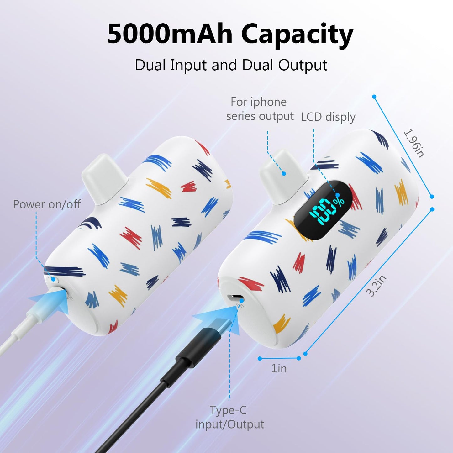 Small Portable Charger for iPhone,Upgraded 5000mAh PD Fast Charging Power Bank,Mini Battery Pack Backup Charger Compatible with iPhone 14/14 Pro Max/13/13 Pro/12 Pro/11/XS/XR/X/8/7/6 etc-Black