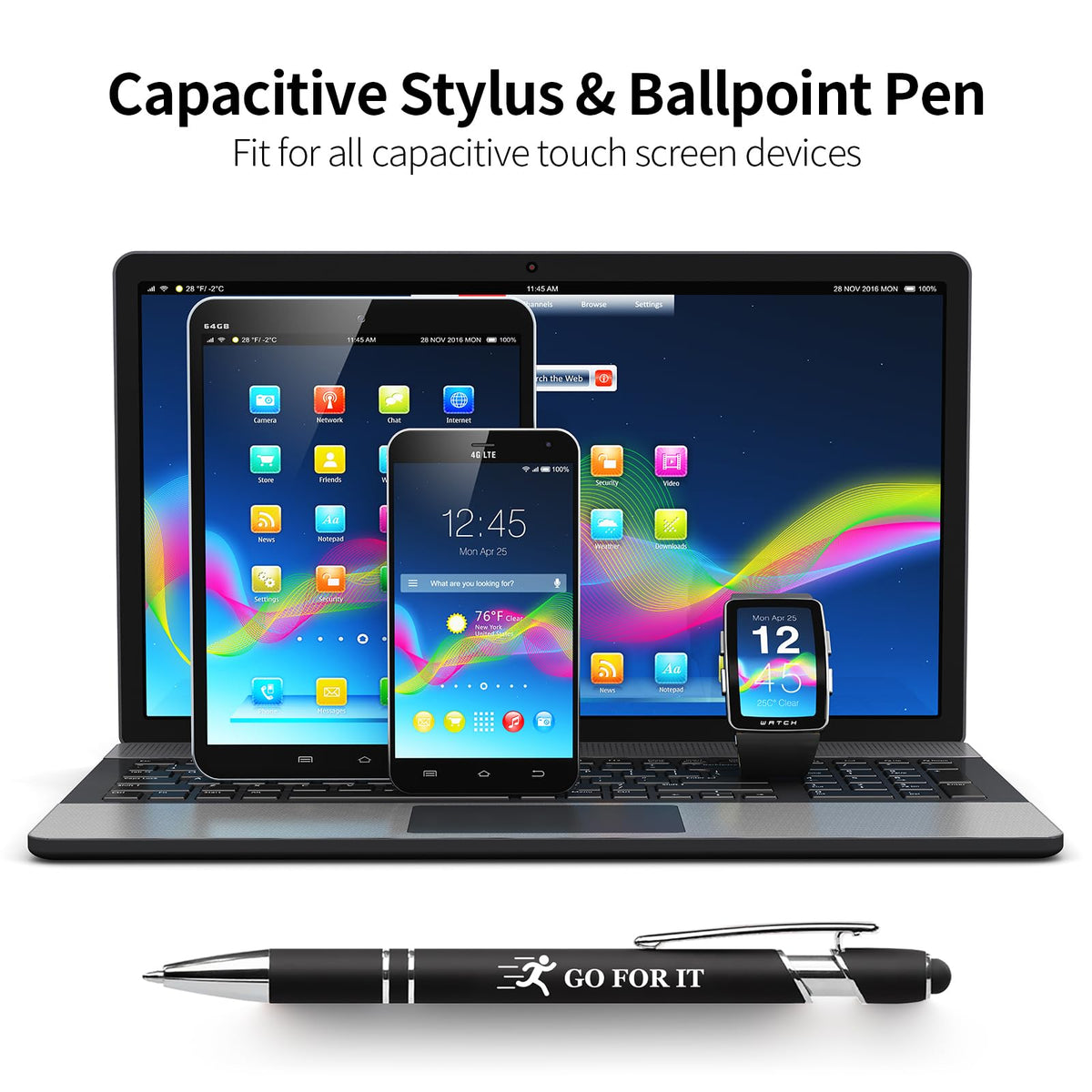 Vebermo 15 Pack Motivational Pen Set - Inspirational Quotes Retractable Ballpoint Pens for Office School Supplies, Encouragement Gifts for Women Men, Black