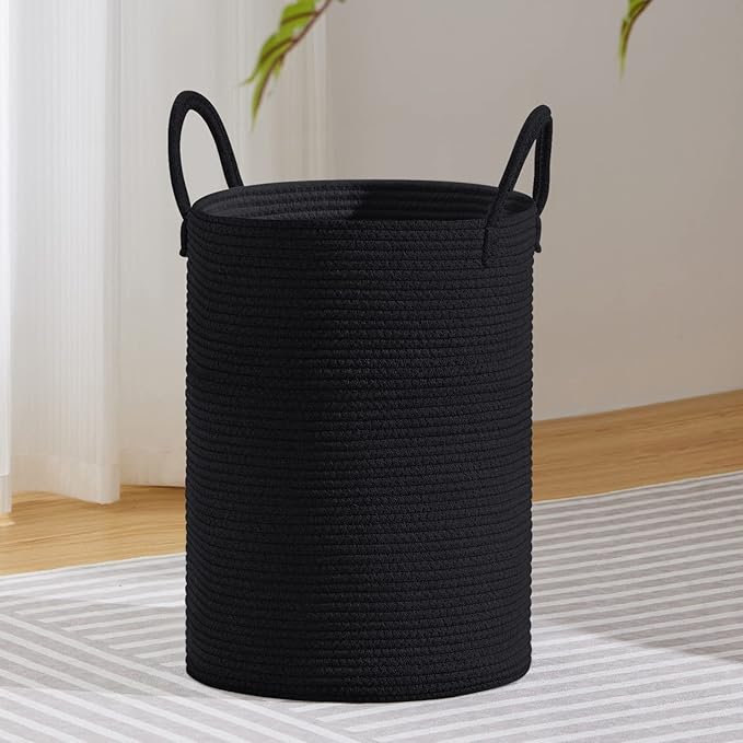 VIPOSCO Large Laundry Hamper, Tall Woven Rope Storage Basket