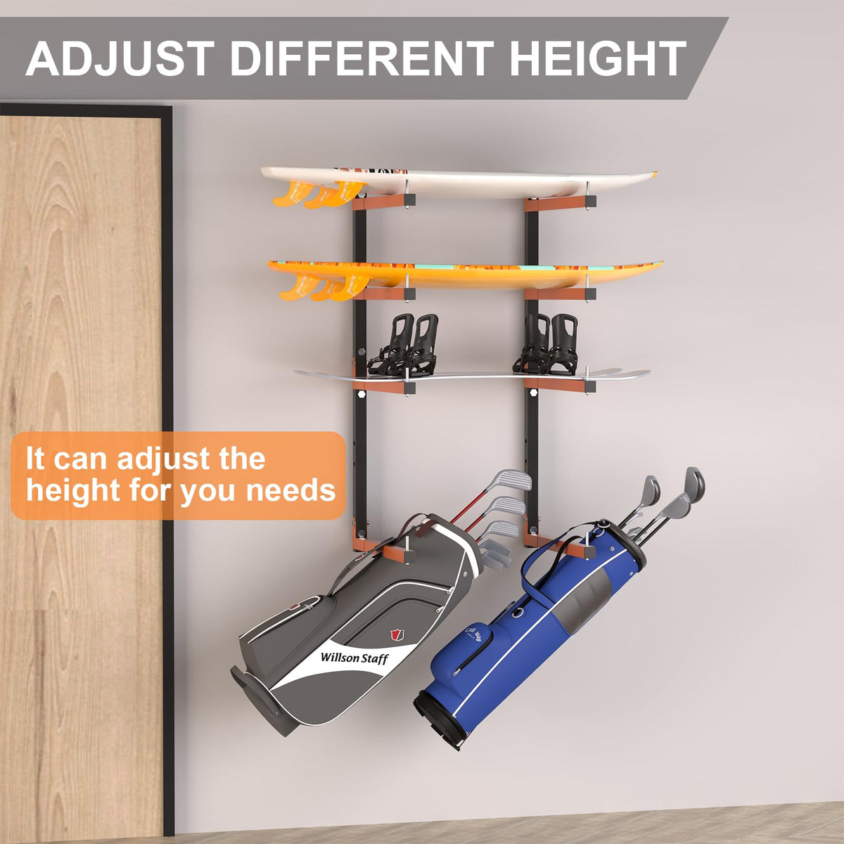 Olgsibb Lumber Storage Rack,Upgrade Folding Lumber Rack Wall Mount, Heavy Duty Metal 8 Level 32 Inch Wood Storage Rack for Garage Storage Organization