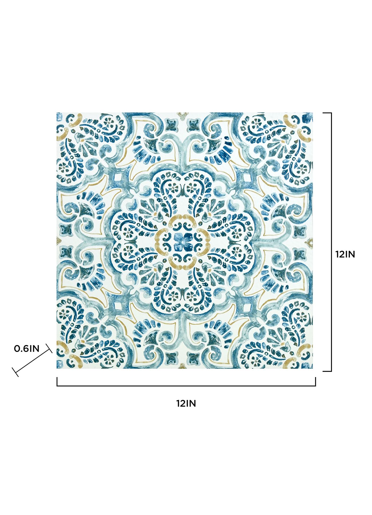 WallPops FP2477 Fontaine Peel & Stick Floor Tiles, Blues, Set of 10 Pieces,12 x 12 inches