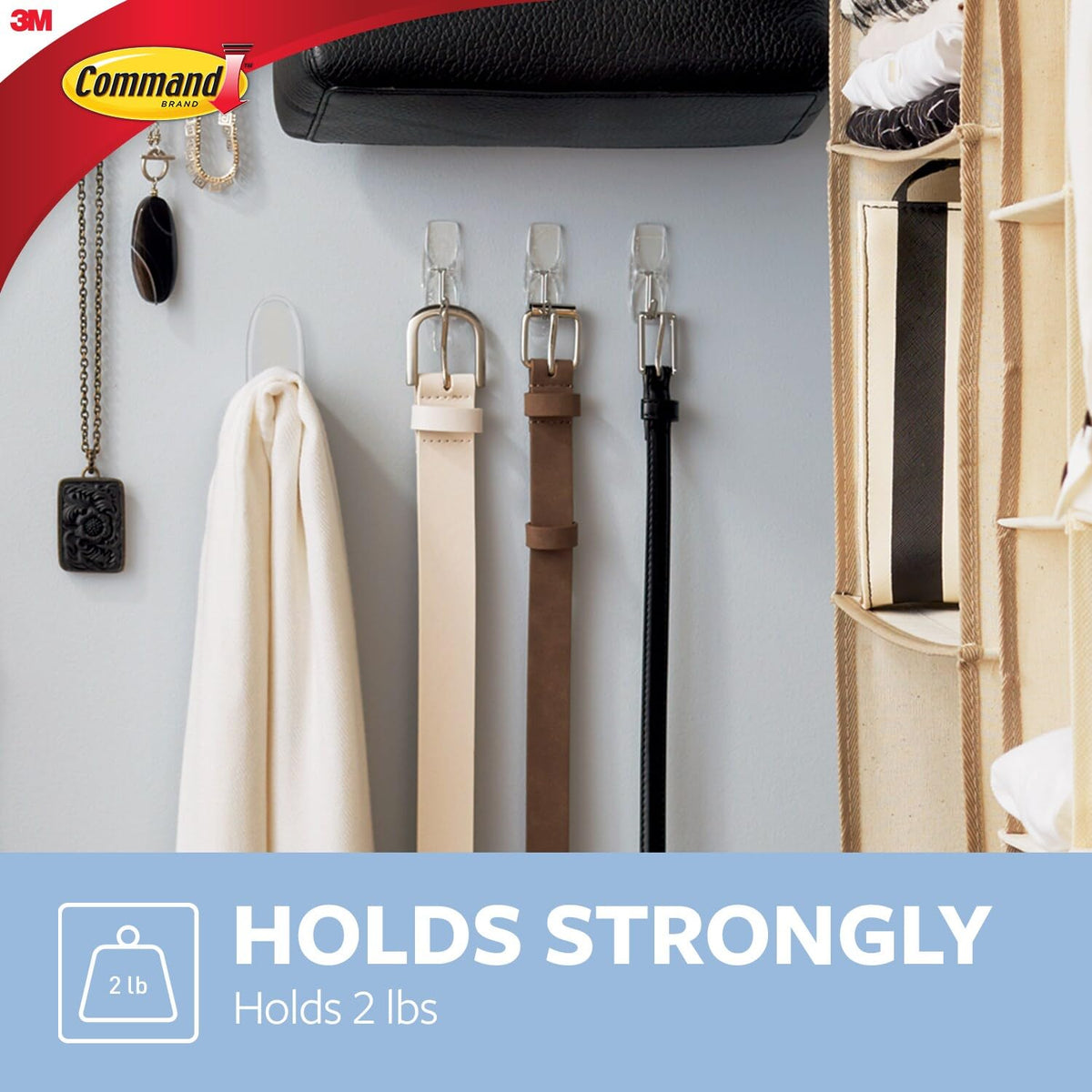 Command Medium Clear Wire Toggle Hooks, 6 Wall Hook and 8 Strips, Damage-Free Hanging with Adhesive, Great for Hanging, Organization, and Storage, Holds up to 2 lb