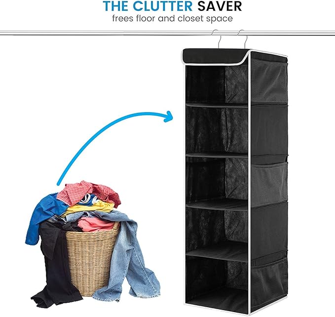 ZOBER Hanging Closet Organizer, 5-Shelf