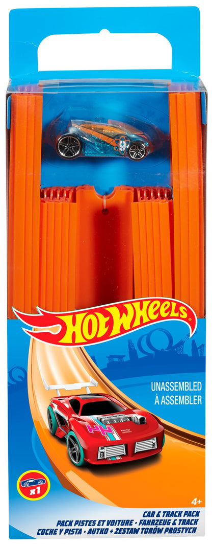 Hot Wheels Track Builder Straight track with Car, Track and track connectors, connect with other Hot Wheels toys, BHT77