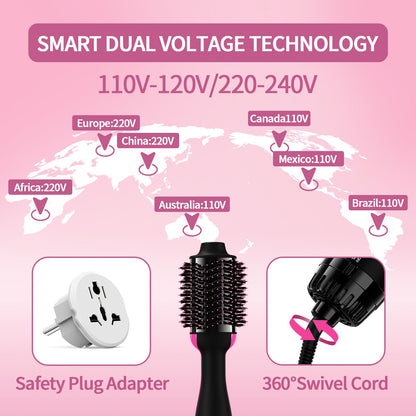 Hair Dryer Brush Blow Dryer in One, Upgraded 4 in 1 Hair Dryer and Styler Volumizer with Negative Ion Anti-frizz Ceramic Titanium Barrel Hot Air Hair Straightener Brush