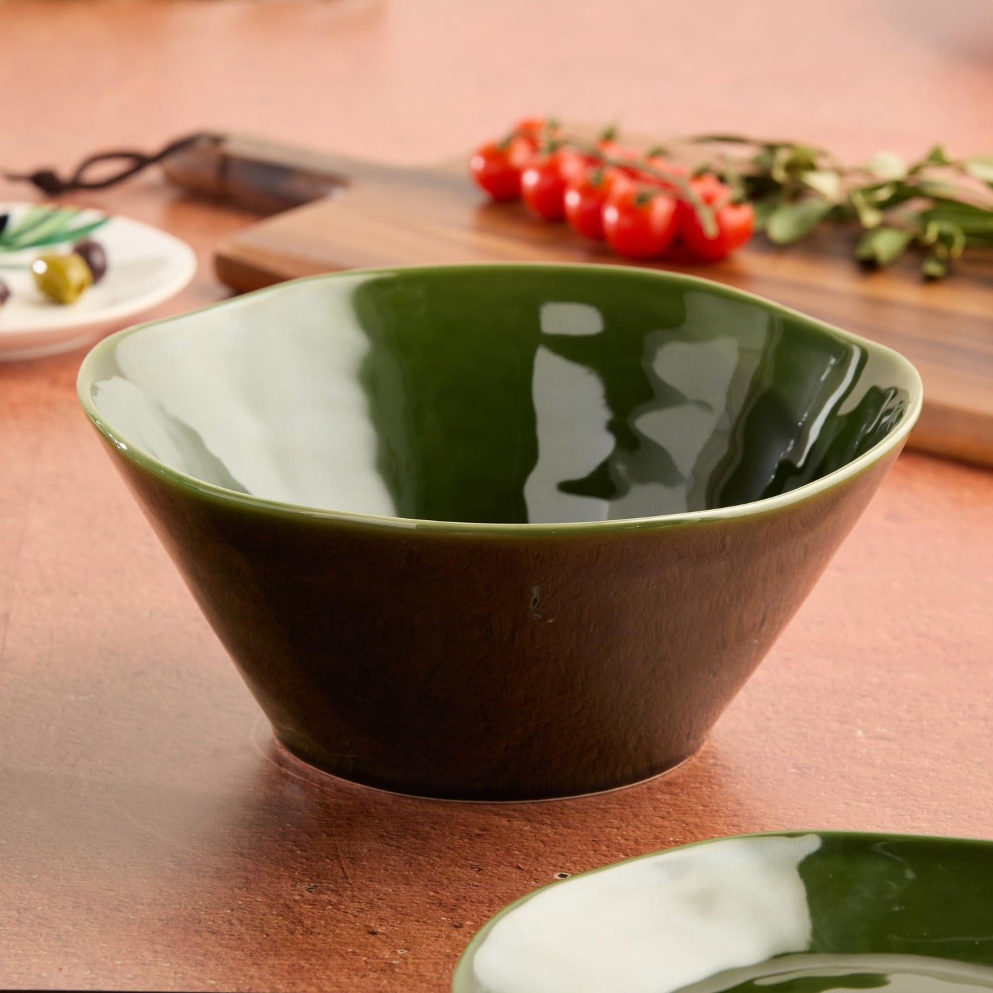 Verde Deep Stoneware Bowl 10.5 x 4.5 Inches - 88 oz, Perfect for Salads, Soups, and Serving