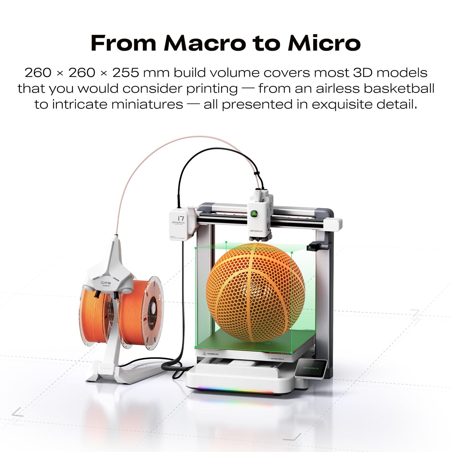 Creality SPARKX i7 3D Printer, Multi Color Need CFS AI Photo 3D Printing 500mm/s High Speed 95% Pre-Assemble RGB Light Smart AI Camera Auto-Leveling Essential Parts Low Noise 10.24×10.24×10 inch