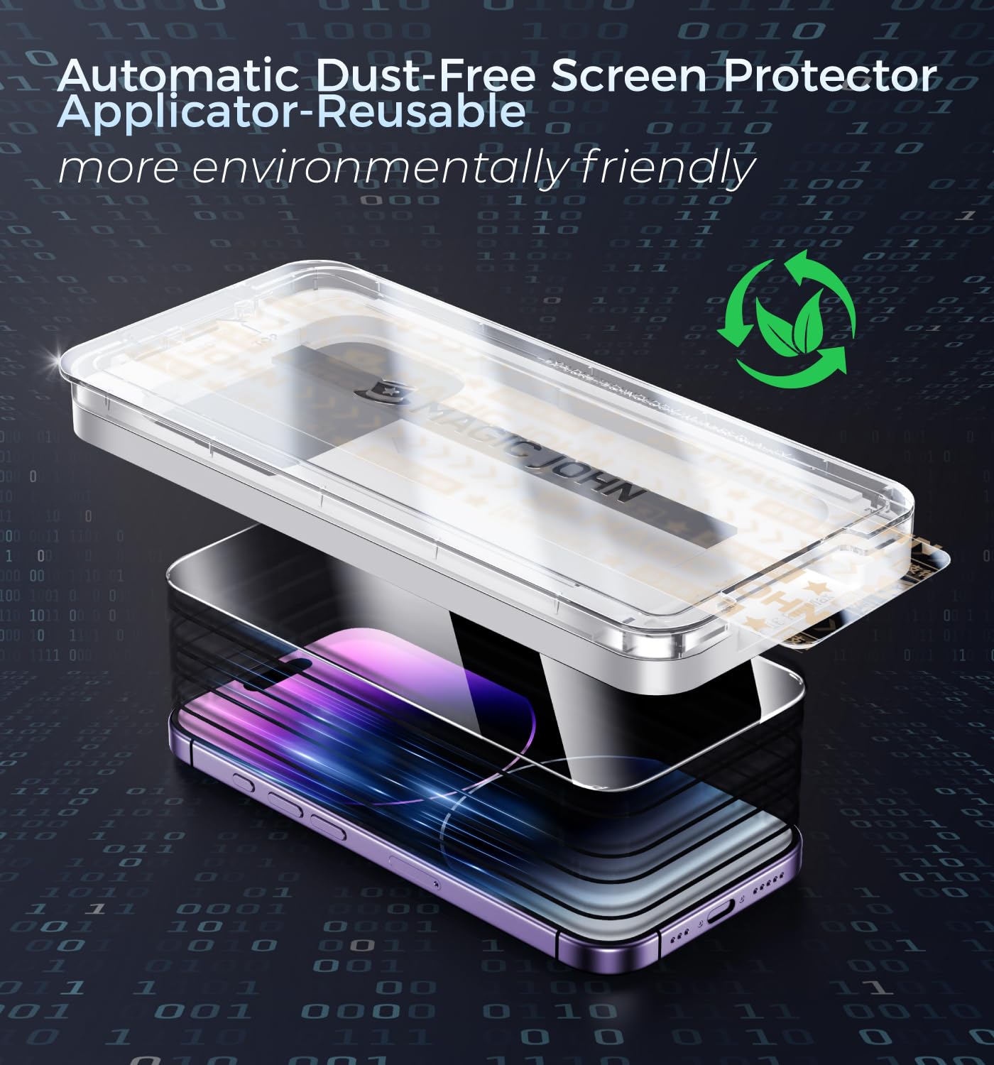 MAGIC JOHN 3rd Gen Upgraded for iPhone 16ProMax Privacy Screen Protector 6.9 Inch,25°Anti-Spy Screen,Shockproof Tempered Glass,Auto Dust-Removal,Bubble Free,Easy Installation,2 Pack