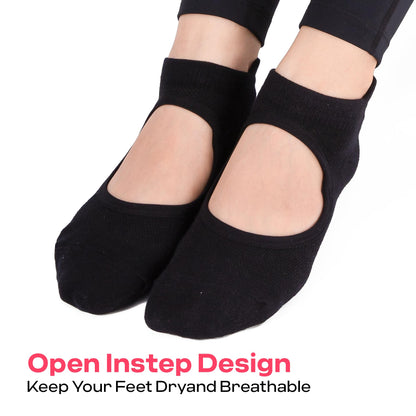 CoolMate Pilates Socks with Grips for Women, Yoga Socks, Crew Non Slip Women for Workout, Barre, Pilates Gifts