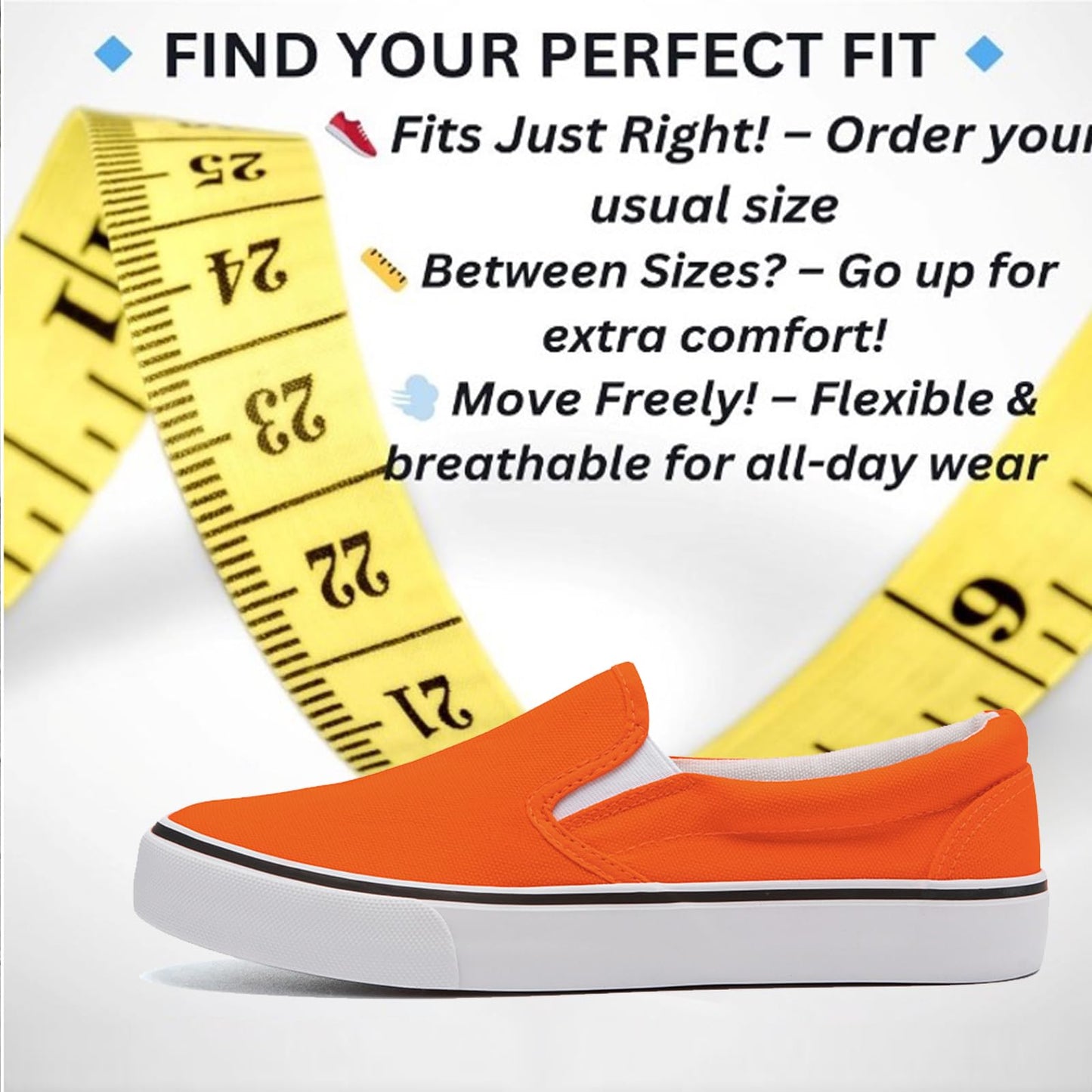Low-Top Slip Ons Women's Fashion Sneakers Casual Canvas Sneakers for Women Comfortable Flats Breathable Padded Insole Slip on Sneakers Women Low Slip on Shoes (Orange, Numeric_12)