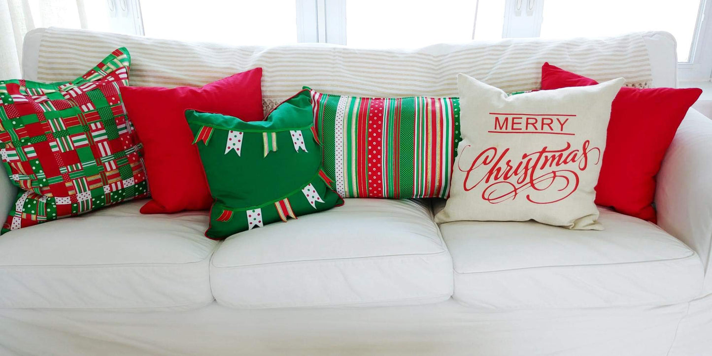 Thmyo 4-Pack 100% Cotton Comfortable Solid Decorative Throw Pillow Cases Square Cushion Cover Pillowcases Sublimation Blank Christmas DIY Throw Pillow Covers for Sofa Bed Car(18x18 inch/ 45x45cm,Red)